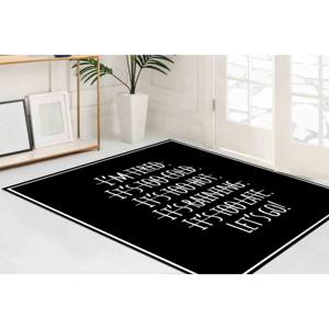 Alfombra Chenille Negra Decorativa para el Hogar con Frase Positiva 'Let's Go', Alfombra Delgada No Tejida - Product Image 2