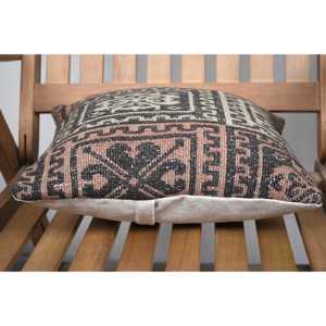 Luxury Brown Wool Kilim Pillow 14x14 Inch with Vintage <b>Fluffy</b> Pattern Woven Technique Print Christmas Accent Pillow for <b>Bedding</b> - Product Image 5