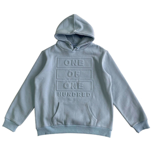 Top qualité personnalisé Logo en relief hommes chandails col rond col en V sweat personnalisé coton mélangé à capuche impression gaufrage à capuche - Product Image 1