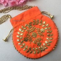 Nouveaux sacs Potli traditionnels faits à la main en Gota du Rajasthan pour femmes, cadeaux de mariage, cadeaux de retour, pochettes à cordon