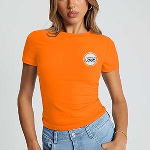 T-shirt à col rond à manches longues en coton Supima pour femme - Product Image 1