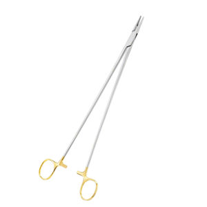 Pinzas de soporte de aguja Debakey de madera Crile de alta calidad TC recto medio oro 270 mm 10 58 pulgadas pinzas de operación quirúrgica OEM - Product Image 5