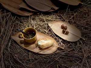 Plateau en bois écologique avec finition lisse, plateau en bois fait à la main idéal pour l'exposition, comprend une assiette en bois fonctionnelle pour les aliments - Product Image 5