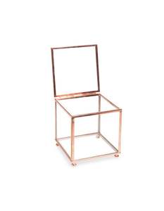 Boîte à bijoux élégante en métal et en verre avec couvercle transparent, cadre doré, doublure en velours, parfaite pour ranger les bagues, les boucles d'oreilles, les colliers - Product Image 1