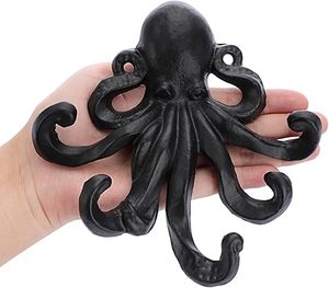Cast Iron Octopus Coat <b>Hooks</b> Rustic Metal <b>Wall</b> Rack for <b>Key</b> Towel Bag Scarf With Screws Decorative Duty Clothe Black Hanger - Product Image 5