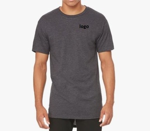 Camiseta de manga corta ajustada informal con personalidad a la moda para hombre, camiseta peinada 100% para hombre, cuerpo más largo de BD - Product Image 1