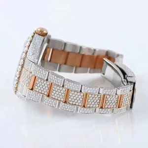 Montre en acier inoxydable avec quartz moissanite, cadran de 41 mm, résistance à l'eau 3 BAR, design de luxe unisexe - Product Image 3