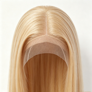 Peluca rubia lisa con encaje frontal, encaje suizo, larga, con encaje transparente para mujer - Product Image 6