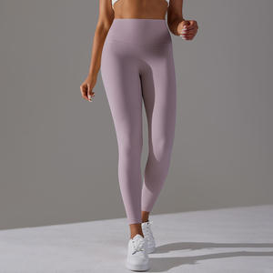 Leggings de sport rose, leggings de yoga sans couture, contrôle du ventre, tissu tricoté, style uni, leggings de yoga, ensembles de sport - Product Image 2