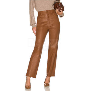 2025 sur mesure femmes pantalon en cuir respirant taille moyenne plat avant conception décontracté haute qualité droite hiver Collection faite - Product Image 5
