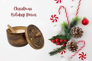 Cave à sel rustique avec couvercle et cuillère sculptés à la main, bols à sel en bois | Salière en bois, bols à épices pour la cuisine, sel - Product Image 3