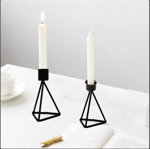 <b>Tall</b> Geometric <b>Candlestick</b> Holder- Wedding Decor- Wedding Wholesale Colorful Frosted Amber Black Clear Valentine Print Handmade - Product Image 2