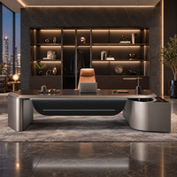 Bureau de direction de luxe moderne pour PDG et managers avec armoire latérale et grand plateau de travail