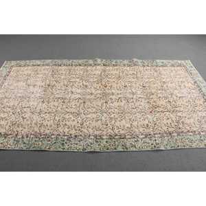 พรมตุรกี ขนาด 4.5x8.7 ฟุต พรมวินเทจ สีเขียว-น้ำตาล พรมขนสัตว์ลายอิคัต - Product Image 2