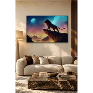 Fida Lion sur un rebord de rocher au clair de lune, impression sur toile - Product Image 3