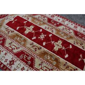 Classic <b>Red</b> Beige <b>Wool</b> Rug 6.5 X 10.8 ft Kilim Style Large Area Turkish Rectangle Rugs Latex Backing for Hallway 10mm Thickness - Product Image 5