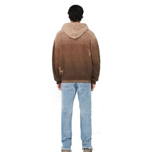 Diseño personalizado Sudadera con capucha de hombre de alta calidad cepillado mullido Mohair cremallera rayas Jacquard tejido invierno liso teñido técnicas - Product Image 3