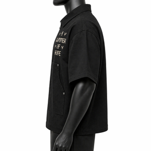 Camisas de algodón para hombre, de manga corta, con cremallera y solapa, de diseño nuevo, cómodas, personalizables con logo, de gran tamaño, a la venta al por mayor. - Product Image 4