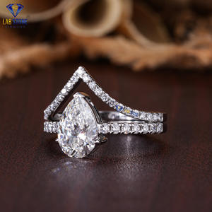 Lab-Stone 2,2282 TDW Pera y diamante de corte redondo Anillo de oro rosa Elegancia clásica Color DE LA EF-VS - Product Image 2