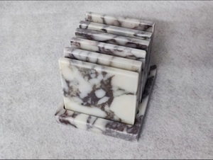 Juego de posavasos de mármol de estilo clásico hechos a mano únicos, 6 manteles cuadrados estampados, soporte para accesorios de fiesta de boda - Product Image 2