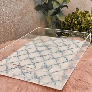 Plateau de service en acrylique transparent personnalisé en gros Plateau de nourriture en marbre Lucite personnalisé - Product Image 5