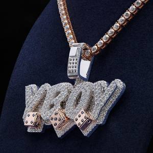 Hip Hop 925 Sterling Silver VVS Moissanite Diamond Initial Logo Pendant Rose Gold Finish Men's Custom Iced Fine Pendants <b>Charms</b> - Product Image 1