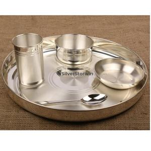 Juego de Thali de cobre grande indio Thali de cobre indio para beneficios de salud disponibles al por mayor juego de artículos de cena martillados tradicionales - Product Image 4