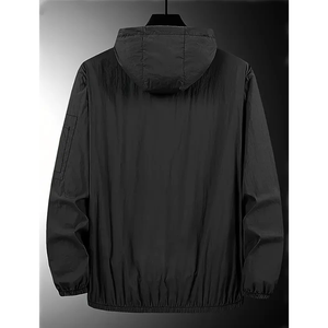 Veste de sport décontractée pour homme-Imperméable, polyester, à capuche avec fermeture éclair sur le devant pour le printemps/automne - Product Image 6