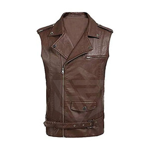 Gilet de moto en cuir 100 % pour homme, vêtement d'extérieur décontracté et tendance pour l'hiver, prix raisonnable, respirant, personnalisable - Product Image 1