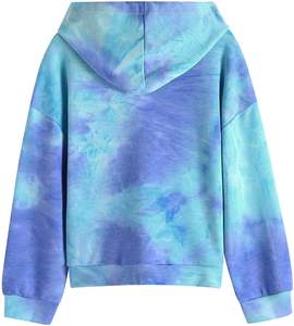 Sudadera con Capucha Reversible de Forro Polar Ecológico para Mujer, Talla Grande, Informal, Holgada, de Manga Corta, con Estampado Tie-Dye - Product Image 3