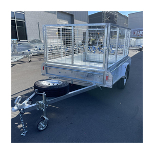 Heavy-duty galvanized steel cage <b>trailer</b> with removable mesh sides reinforced floor and secure tailgate for easy <b>cargo</b> transport - Product Image 2