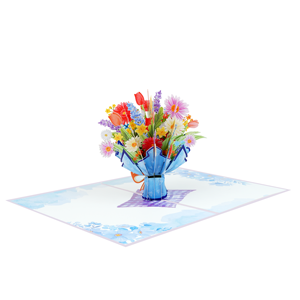 Bouquet de fleurs mélangées colorées Design 3D Pop up Card pour l'artisanat de la fête des mères prix de gros - Product Image 4