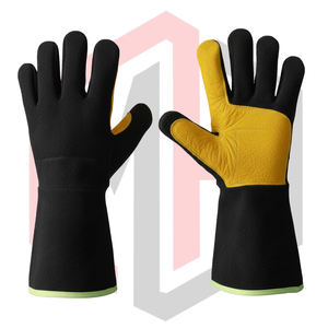 Gants de soudage en cuir noir 11 oz Poignet tricoté Paume jaune Résistant à la chaleur et au feu Antistatique Mig/Tig Stick BBQ Cheminée - Product Image 1