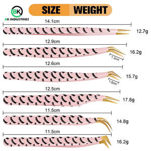 Pinces à cils de qualité salon pour les artistes des cils, ensemble de pinces à cils pour extensions de cils avec pinces droites et courbes - Product Image 6