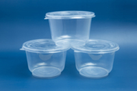Usine plastique PP jetable Dessert conteneur rond clair bol tasse boîtes de fruits avec couvercle produits d'emballage Top vente 2025