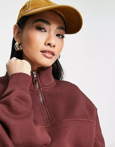 เสื้อสเวตเชิ้ตผ้าฝ้ายหนาน้ำหนักมากแบบคอซิป ¼  สำหรับฤดูหนาว ผลิตตามสั่ง OEM พร้อมโลโก้แบบกำหนดเอง แขนเสื้อแบบริบ  สำหรับใส่วิ่ง - Product Image 3