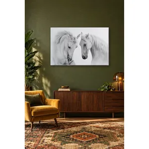 Impresión en lienzo de Fida: Dos caballos blancos con sus cabezas juntas - Product Image 4