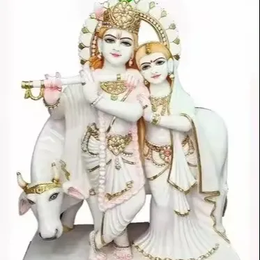 Fatto a mano in marmo bianco statua di marmo bianco signore Radha Krishna Murti miglior prezzo all'ingrosso in India statua per la casa tempio