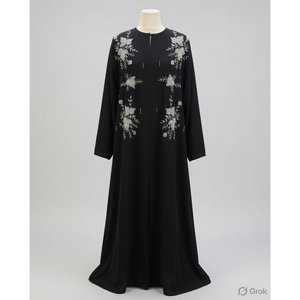 Elegant Floral Modest <b>Dress</b> for Women Long Sleeve Full Length Abaya Style | <b>Loose</b> Fit Islamic Maxi Gown for Casual Occasion Wear - Product Image 1