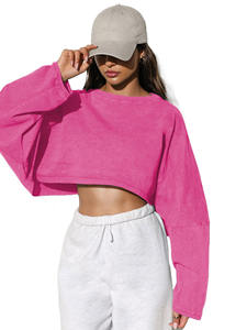 Oversized Crop <b>Sweatshirts</b> <b>Girls</b> Croptop <b>Hoodies</b> Women Set Oversize Custom logo Women's Cropped Crewneck <b>Sweatshirt</b> - Product Image 2