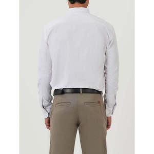 Chemise décontractée pour homme OLESIA, logo personnalisé, coupe ajustée élégante avec col mandarin, 100% coton popeline, anti-plis - Product Image 6