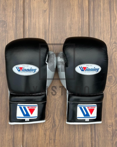 Gants de boxe de haute qualité en cuir véritable noir argenté, doigts entiers, bracelet réglable, crochet, arts martiaux - Product Image 3