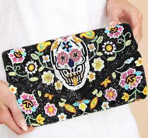 Cadena cruzada con cuentas de calavera de azúcar, bolso bohemio - Product Image 1