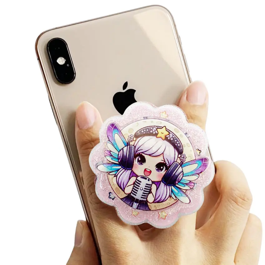 Empuñadura de acrílico para teléfono con logotipo de anime personalizado, accesorios para teléfono móvil al por mayor