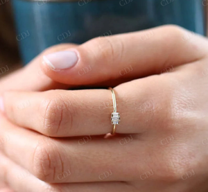 แหวนหมั้นหินสามชิ้นสีทอง18K ทำด้วยมือแหวนแต่งงานแบบคลาสสิกสำหรับผู้ใหญ่ - Product Image 4