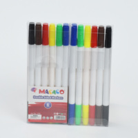 Lot de 12 feutres double pointe lavables pour dessin artistique, stylos feutres à double face, ensemble de papeterie, feutres aquarelles pour écoliers