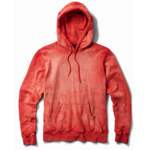 Cordon de serrage 100% coton hiver col à capuche dernier style hommes vêtements décontractés à capuche couleur unie pull avec détresse - Product Image 5