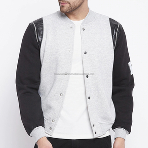 Veste universitaire pour événements universitaires, en coton molletonné, poids moyen, doublure matelassée, panneaux en simili cuir, veste personnalisée - Product Image 4