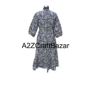 Robe mi-longue florale vintage coréenne Himanshi, coton écologique respirant, coupe confortable, facile à assortir, à porter au quotidien, différentes tailles - Product Image 6