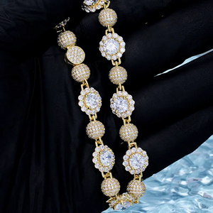 Pulsera de Tenis con Dijes de Diamantes en Oro Amarillo y Circonitas - Regalo - Product Image 1